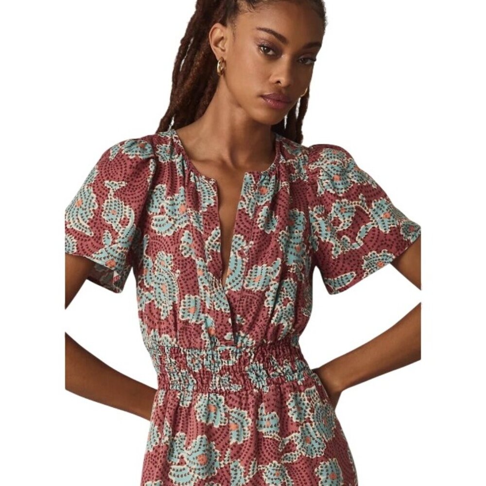 Anthropologie  Womens SMALL Somerset Floral Jumpsuit Dusky Pink Pockets Boho$178 - Picture 15 of 16
